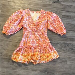 Olivaceous Red and Pink Floral Dress